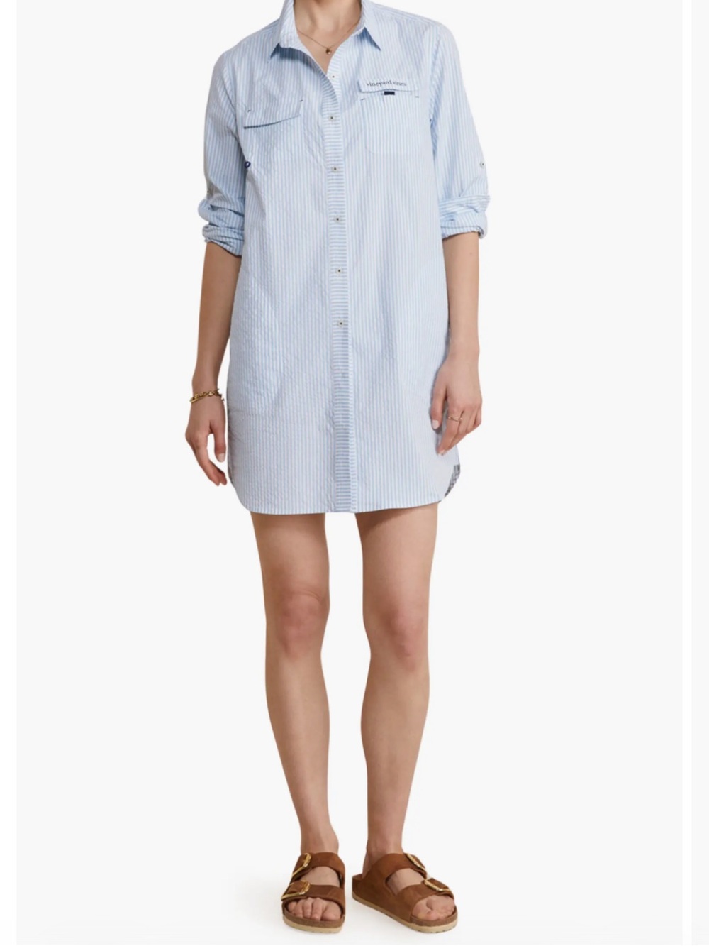 Vineyard Vines Light Blue & White Stripe Sleep Shirt Dress
